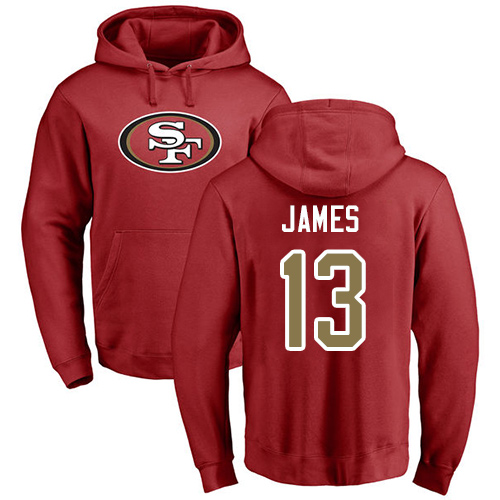 Men San Francisco 49ers Red Richie James Name and Number Logo 13 Pullover NFL Hoodie Sweatshirts